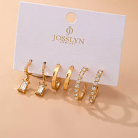Gold Crystal-Accented Hoop Trio Earrings
