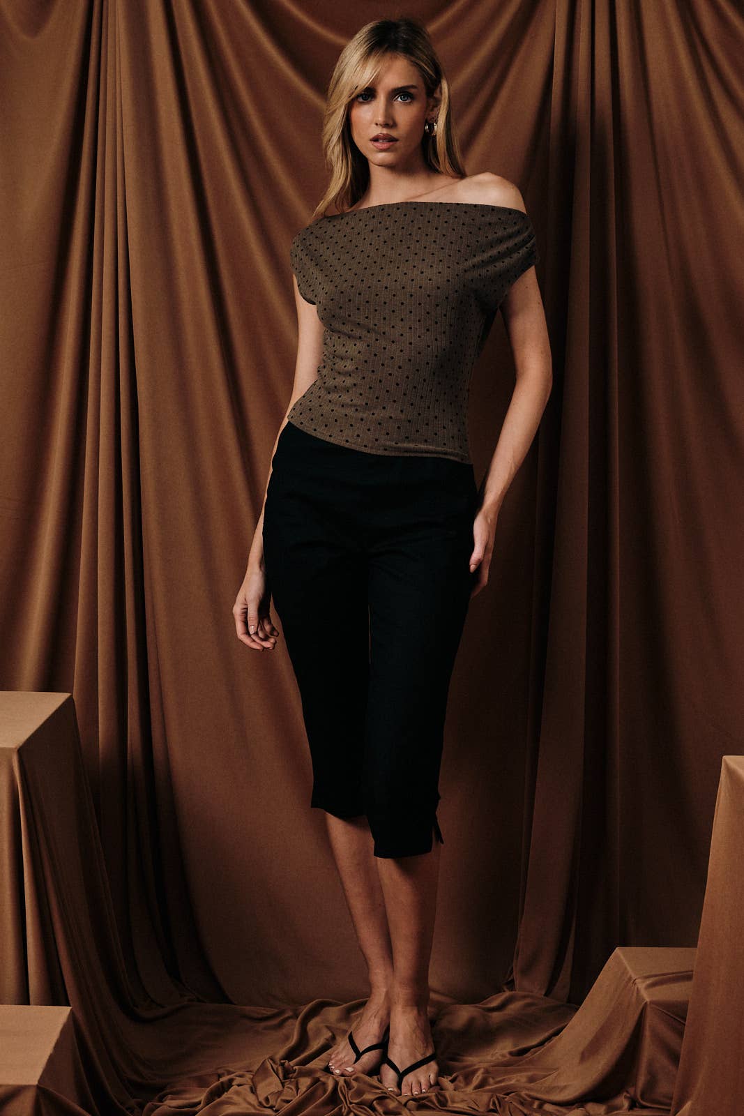 One Shoulder Polka Dot Top