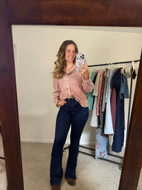 Striped Ruffle Trim Button-Up
