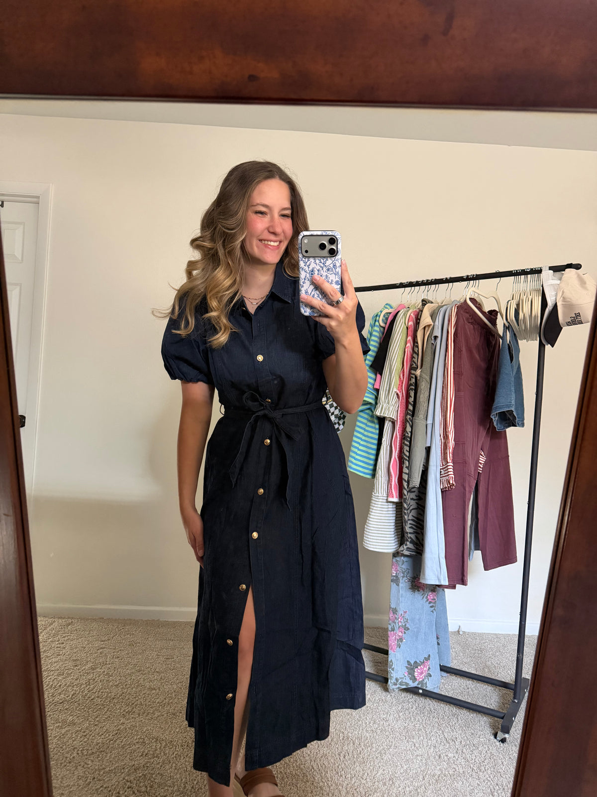 Bubble Sleeve Denim Dress