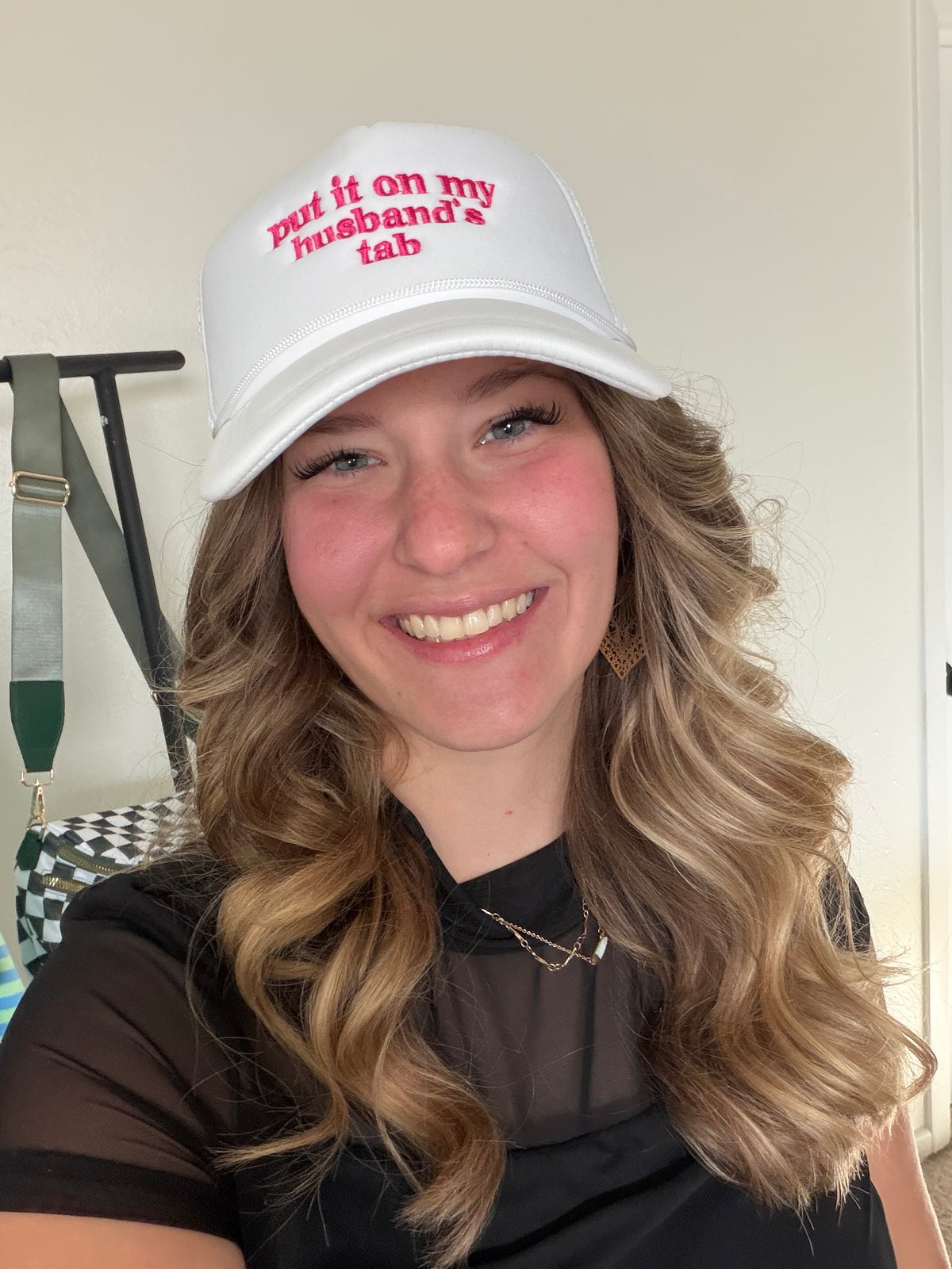 Put It On My Husband’s Tab Mesh Trucker Cap