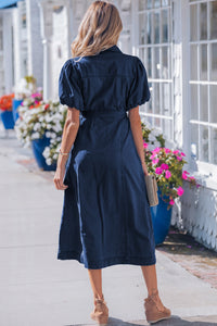 Bubble Sleeve Denim Dress