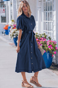 Bubble Sleeve Denim Dress
