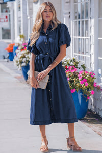 Bubble Sleeve Denim Dress