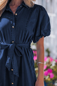 Bubble Sleeve Denim Dress