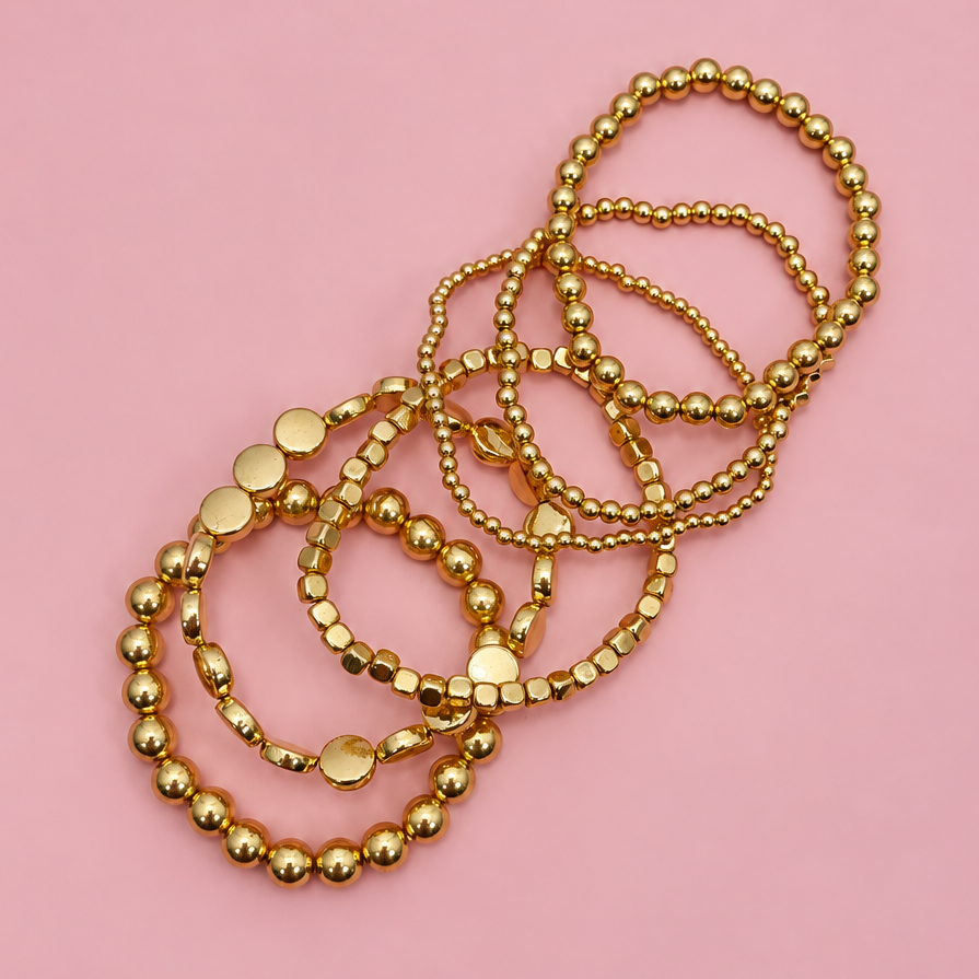 Gold Stretchable Bracelet Set