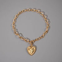 Gold Heart Chunky Pendant Chain Necklace