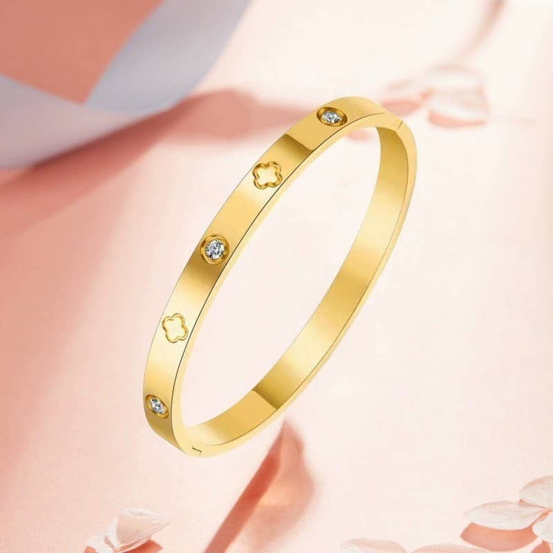 Gold Stainless Steel Bangle Bracelet